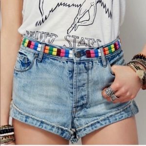 Free People Elliott Rainbow Embroidered Shorts